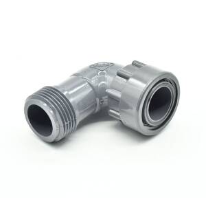 Hard PVC telescopic screw connection, angle, 1" male...