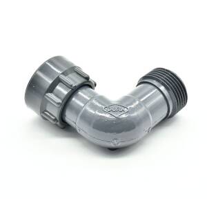 Hard PVC telescopic screw connection, angle, 1" male thread × 1" female thread PN10