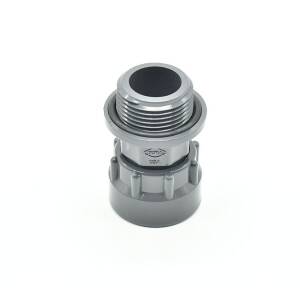 Hard PVC telescopic screw connection, straight connection 1" male thread x 1" female thread PN10