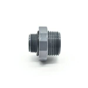Hard PVC double nipple reduced 1" male thread x...