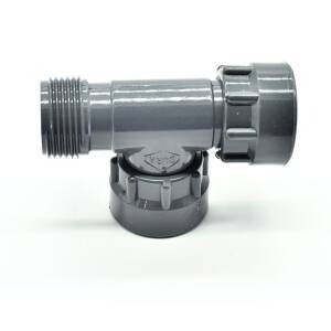 Hard PVC telescopic screw connection distributor for 1 solenoid valve T-piece 1" male thread x 2 x 1" female thread PN10