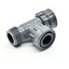 Hard PVC telescopic screw connection distributor for 1 solenoid valve T-piece 1" male thread x 2 x 1" female thread PN10