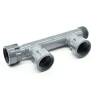 Raccord télescopique en PVC rigide, distributeur pour 2 électrovannes, pièce en T 1" AG x 3 x 1" IG PN10