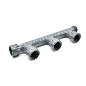 Raccord télescopique en PVC rigide Distributeur pour 3 électrovannes Té 1" AG x 4 x 1" IG PN10