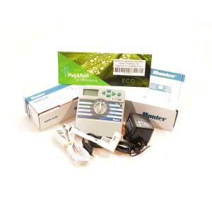 Irrigation Controller Indoor Hunter 6 Stations with Rain Sensor Plug&Rain® Eco