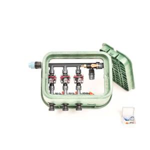 3er-Ventilbox Hunter PGV mit Durchflussregulierung und Druckluftanschluss, 25 mm (3/4") / 24 BLuLock Plug&Rain Expert