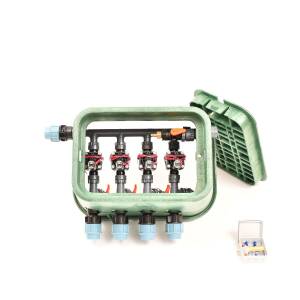 4er-Ventilbox Hunter PGV mit Durchflussregulierung und Druckluftanschluss, 32mm (1") Plug&Rain Expert