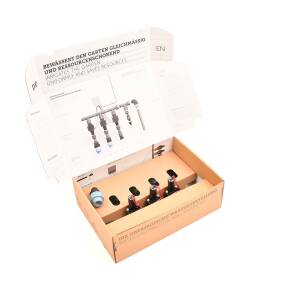 3er-Ventilverteiler mit Hunter PGV mit Durchflussregulierung und Druckluftanschluss, 25 mm (3/4") Plug&Rain Expert