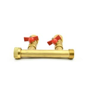 1" Messing Verteiler mit 2 Absperrhähnen
