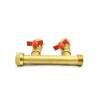 Messing Verteiler, 1" IG × 1" IG mit 2 Absperrungen