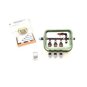 3er-Ventilbox Hunter PGV mit 9V DC Impulsspule, Durchflussregulierung und Druckluftanschluss, 25mm (3/4") Plug&Rain Expert