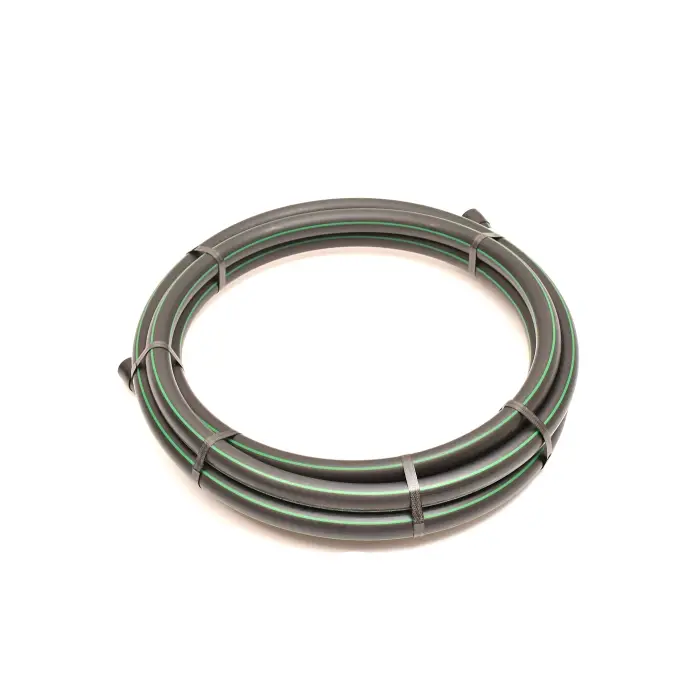 PE pipe 32 mm (1 inch) x 3 mm HDPE green stripe PN16 - 5 m