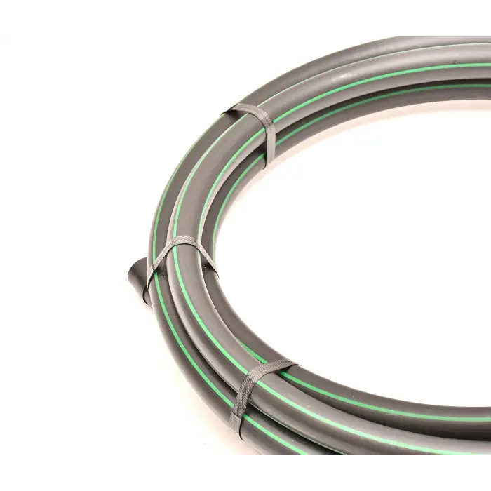 PE pipe 32 mm (1 inch) x 3 mm HDPE green stripe PN16 - 5 m
