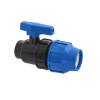 Kugelhahn 63 mm mit 2" AG Poliext PN10 PP-Fitting Klemmverbinder, Verschraubung für PE-Rohr