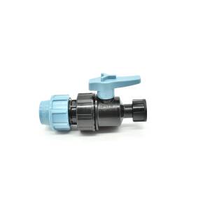Ball valve with compression fitting, 25mm union screw connection, 3/4” female thread